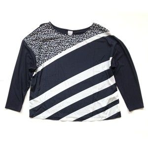 Chicos Women’s Blue And White Long Sleeve Blouse Size XXL 4